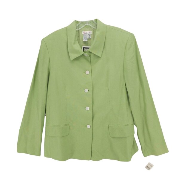 NWT TALBOTS Vintage Green Blazer Jacket Viscose Linen Italian Fabric Size 16 - Picture 1 of 8